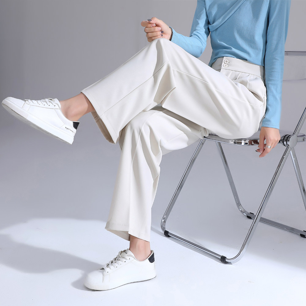 Black straight tube mended suit girl 2022 new trailer high waist perpendence of slim, small broad leg pants