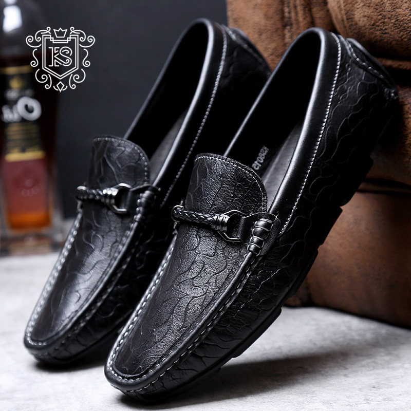 European station doudou shoes men's genuine leather winter breathable knife cut leather business casual British lazy social people driving trendy shoes