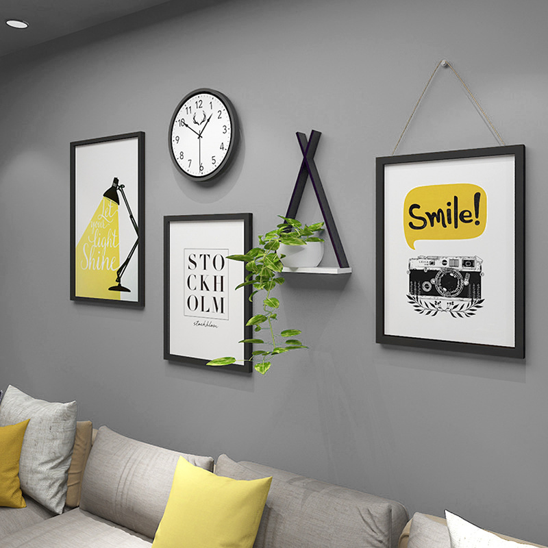 Nordic photo wall decoration hole-free simple modern creative combination photo frame hanging wall Guest dining room background photo wall