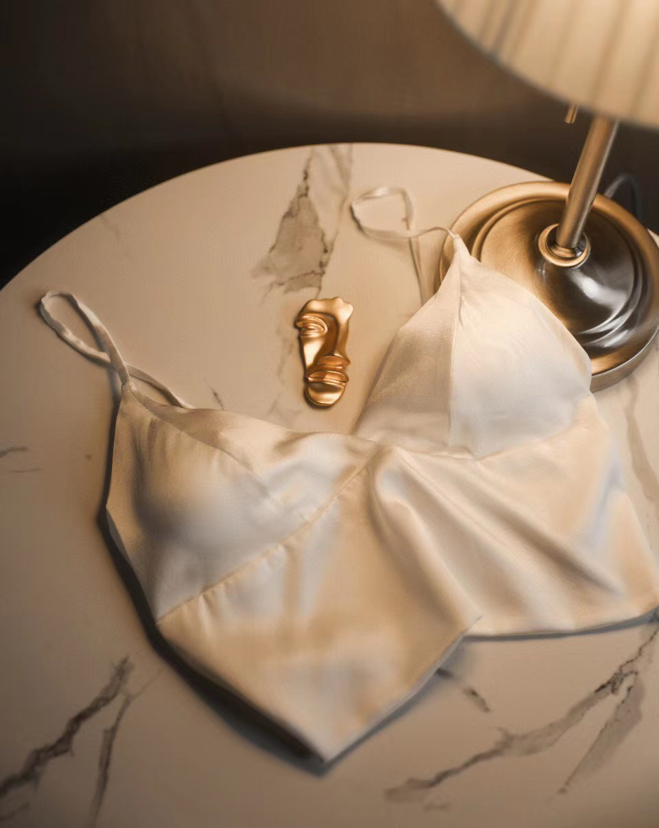 Italian LA LUXURIOUS 19 MITH TRUE SILK WITHOUT STEEL RING UNDERWEAR ADJUSTABLE HARNESS LINGERIE MULBERRY SILK RAG BRA