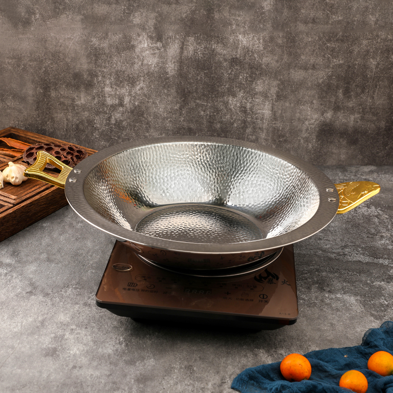304 Stainless Steel Three-Layer Steel Creative Fish-Shaped Ear-Patterned Soup Pot, Hotel Hot Pot Restaurant Commercial Use Yin-Yang Pot Set