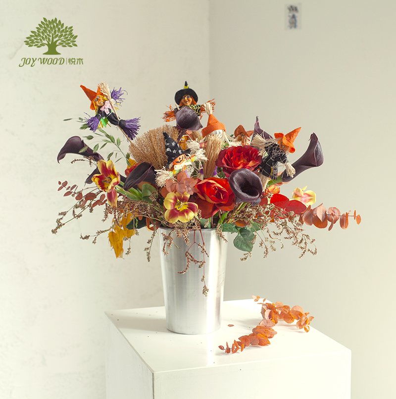 Pleasant Wood New Outlet Korea Aluminum Barrel Flowers Bucket Dry Flower Emulation Flower Container Flower Shop Home Display Decoration Barrel