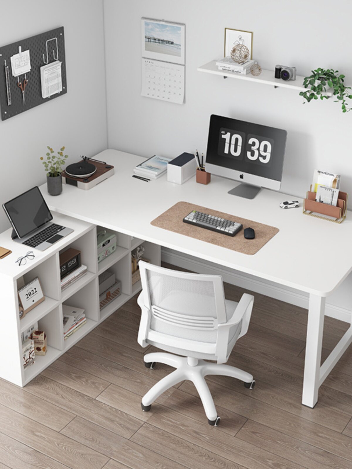 Corner table bookshelf integrated table L-shaped computer table home student writing desk corner table bedroom table