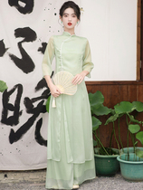 Tang suit Chinese style womens clothing improved Hanfu top ear picker work clothes Chinese Zen tea clothes tea sommelier suit