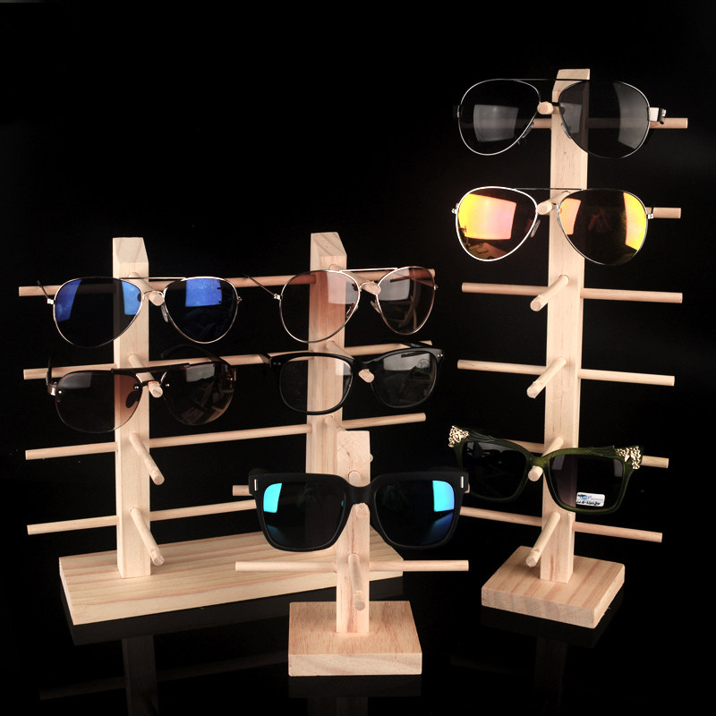 High-grade solid wood pine glasses shelf display stand myopia mirror sunglasses Sunglasses storage display prop bracket
