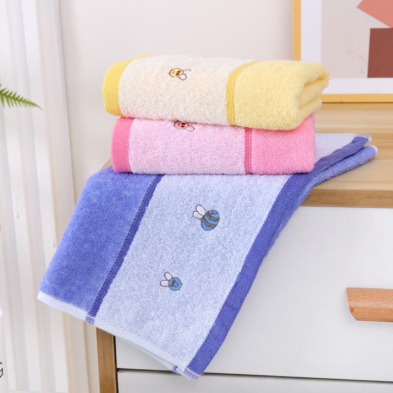 Pure Cotton Yarn Embroidered with Little Bees, Soft and Thin, Comfortable Children's Summer Towel, Bath Towel, Little Bee Towel