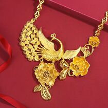 New Years wedding sand gold wedding necklace set retro ethnic style three gold phoenix wedding womens necklace will not fade for a long time
