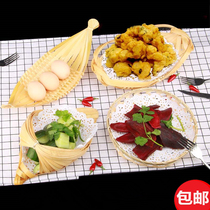 Bamboo products plate bamboo basket tray hot pot hotel barbecue bamboo basket fried food hand woven dim sum household tableware