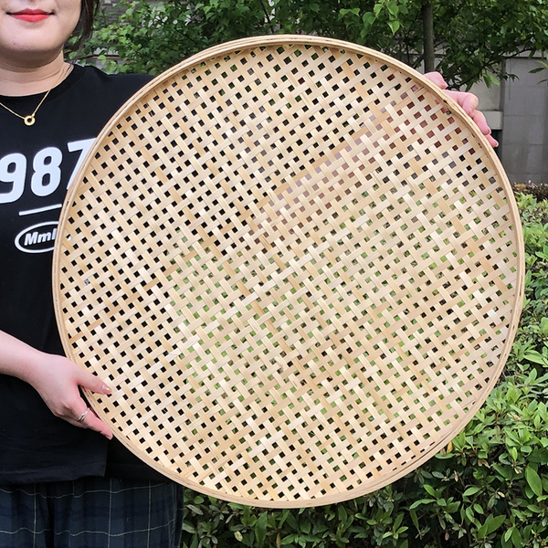 round Tray Large Hole Screen Drying Bamboo Woven Dustpan
