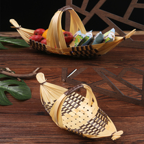 Bamboo woven products handmade rattan pallet portable bamboo basket hot pot hotel Japanese storage basket special tableware plate