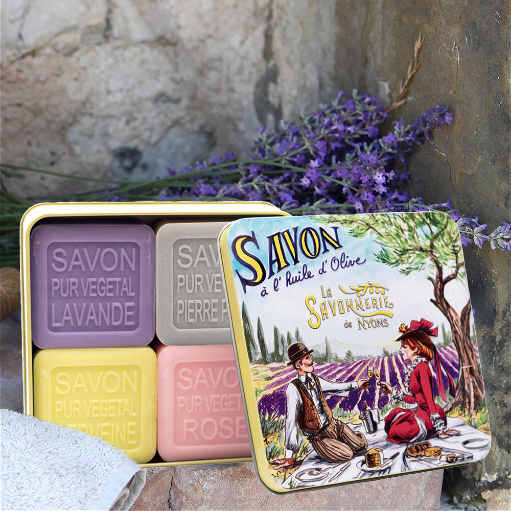 French import French Neon Natural Bath Wash Face Soap Gentle face Artisanal Essential Oils Soap Gift boxed 100g * 4