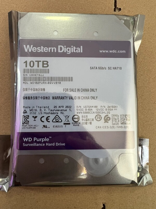 10t Enterprise-Grade Wd102Purx Surveillance Hard Drive Nas Storage Array Desktop Mechanical Hard Drive Zero Power-On
