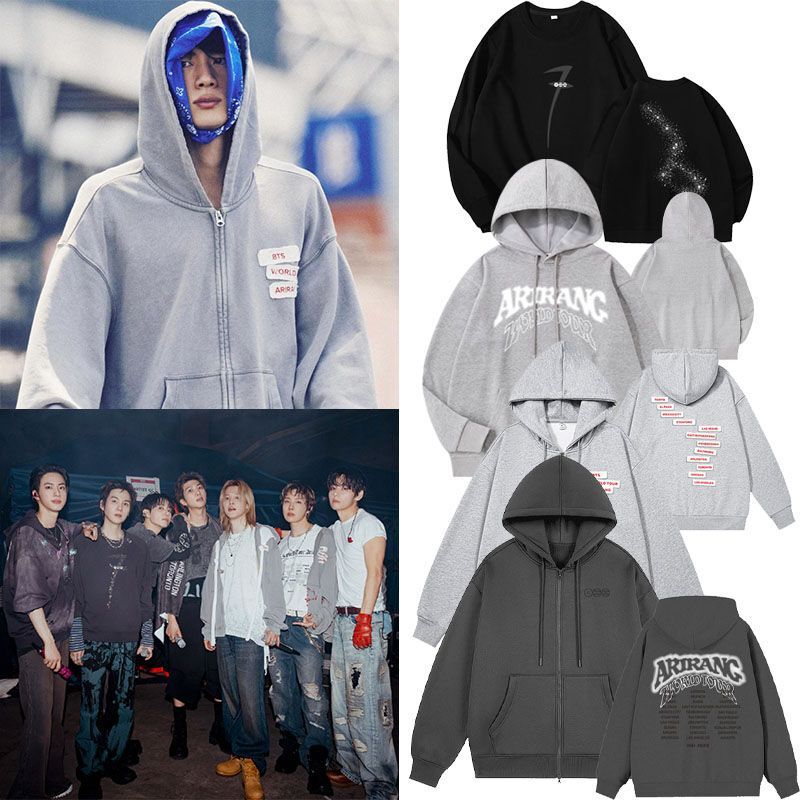 Bts Concert Arirang2026 Same Style Versatile Hoodie Sweatshirt Zipper Jacket