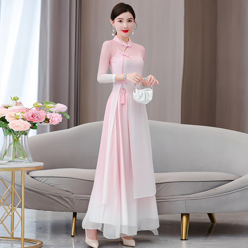 Classical Dance Clothing, Chinese Style Elastic Dance Cheongsam, 2026 New Model, Chinese Dance Body Rhythm Practice Performance Costume Classical Dance Clothing, Chinese Style Elastic Dance Cheongsam, 2026 New Model, Chinese Dance Body Rhythm Practice Performance Costume