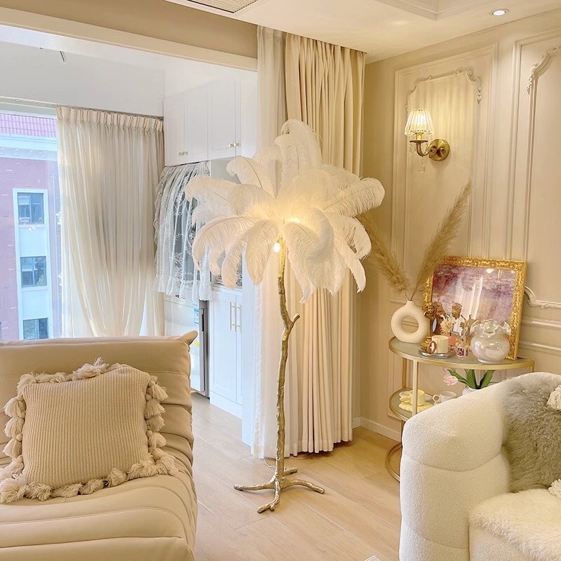 Designer French-Style Light Luxury Feather Floor Lamp, Cream-Style Living Room Atmosphere Lamp, Bedroom Trendy Standing Lamp Designer French-Style Light Luxury Feather Floor Lamp, Cream-Style Living Room Atmosphere Lamp, Bedroom Trendy Standing Lamp