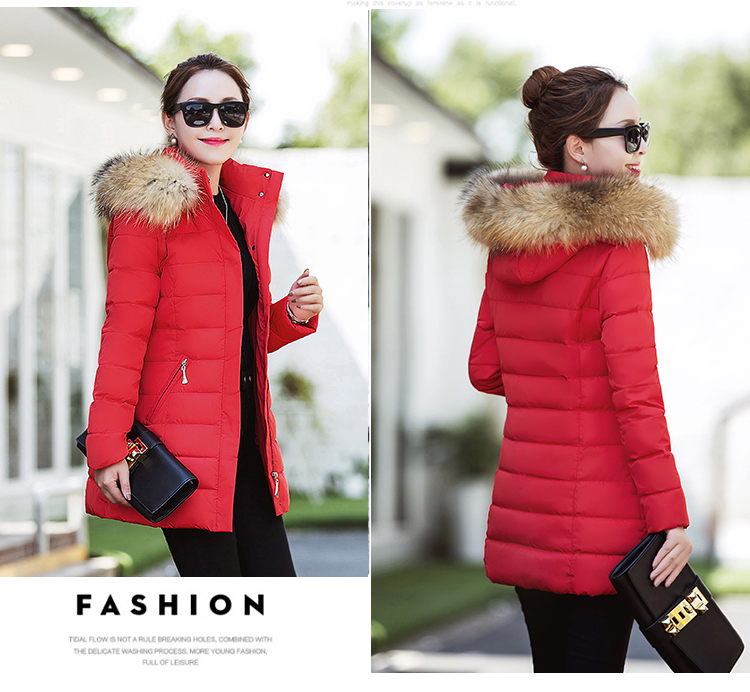 Áo khoác nữ mùa thu và mùa đông Áo dài nữ thời trang Hàn Quốc eo thon mùa đông ấm áp áo khoác cotton độn áo phao lông vũ dáng dài hàn quốc