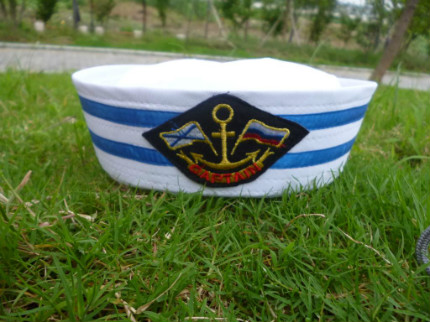 Top flying feather Adult child sailor cap Navy cap White female soldier cap prop crew cap Stage performance uniform