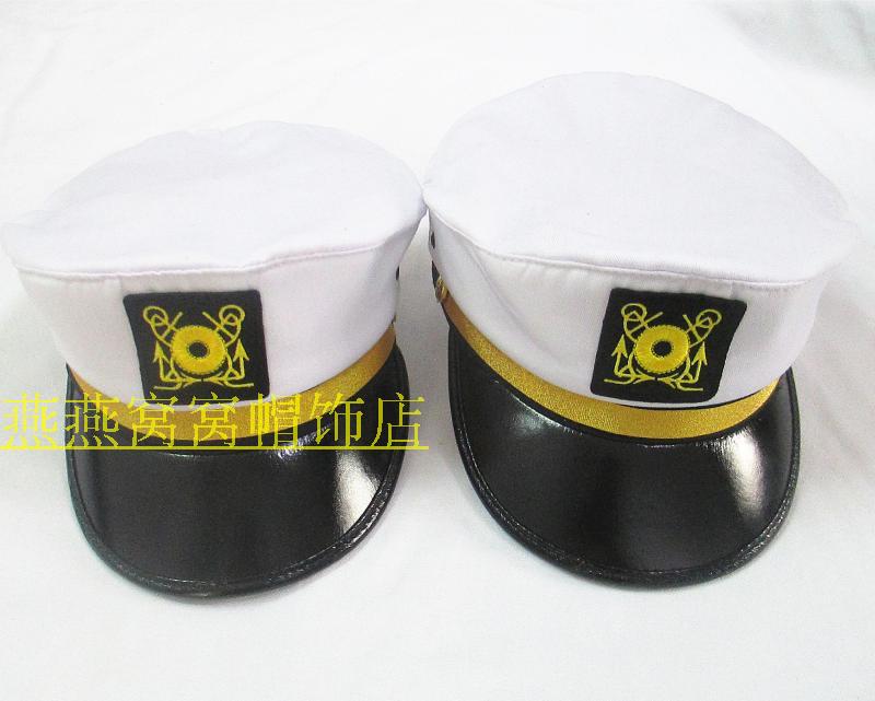 Navy hat men and women uniform flat top military hat stage performance Marine hat Shipman hat children adult