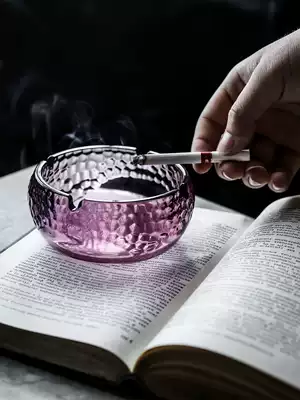 Japanese crystal hammered glass ashtray Living room office household European-style decorative decoration Resin hotel ashtray