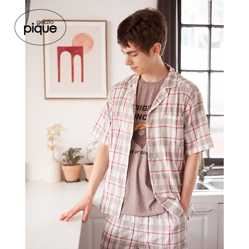 gelato pique autumn and winter men's pajamas white printing comfortable home PMCT194933
