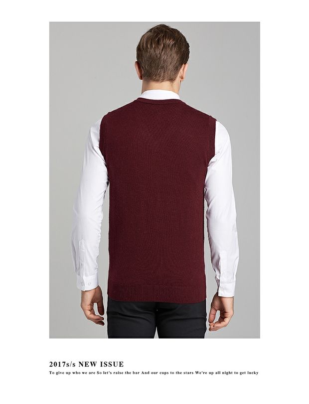 Áo len nam cổ chữ V chạm đáy áo len vest áo thun không tay cashmere áo len lông mùa xuân dệt vest áo vest đen