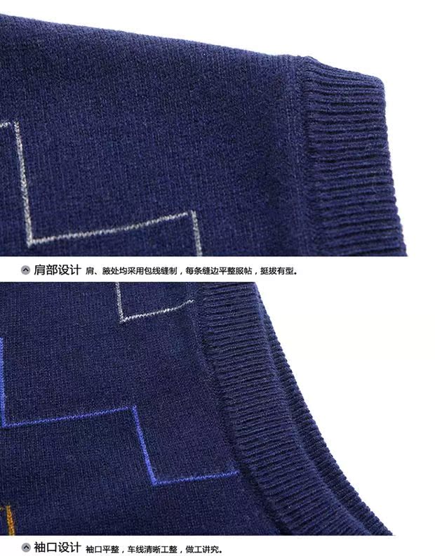 Mùa thu và mùa đông mới trung niên nam cashmere vest len ​​vest V-cổ cỡ lớn áo len trung niên áo len len dệt kim