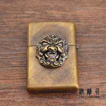 Brass lighter stamp swallowing beast face stamp wealth cloth buckle brass animal face copper ornament wallet DIY bag decoration
