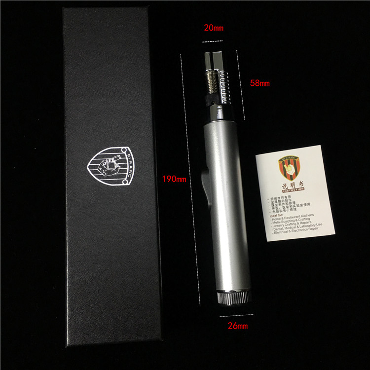 Bút dài loại thẳng gió đôi lửa có thể chuyển đổi nhỏ súng phun micro hàn ngọn đuốc bơm hơi xì gà nhẹ bật lửa dài