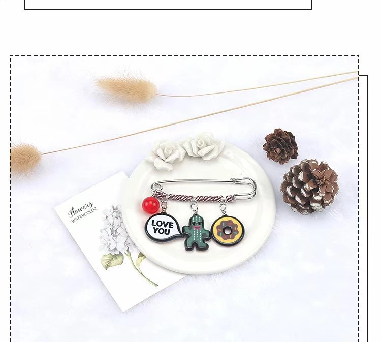 Dễ thương phim hoạt hình bóng tóc trâm cài áo len nữ trâm cài khóa thời trang áo khoác pin pin phụ kiện áo len mùa đông trang sức - Trâm cài phụ kiện cài áo vest nam