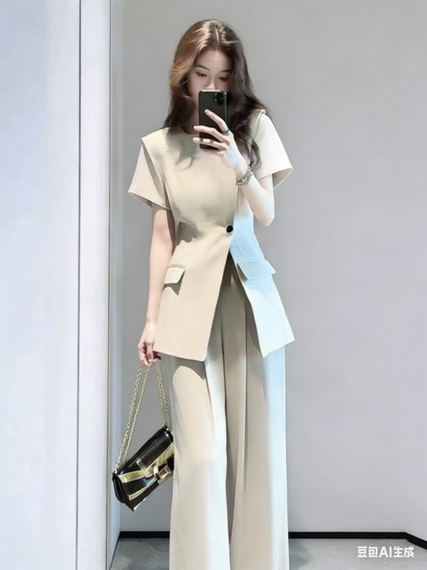 Summer Fashion Plus-Size Thin Blazer Women's Suit for Plus-Size Women Korean Style Ol Professional Outfit Two-Piece Suit with Blazer and Pants