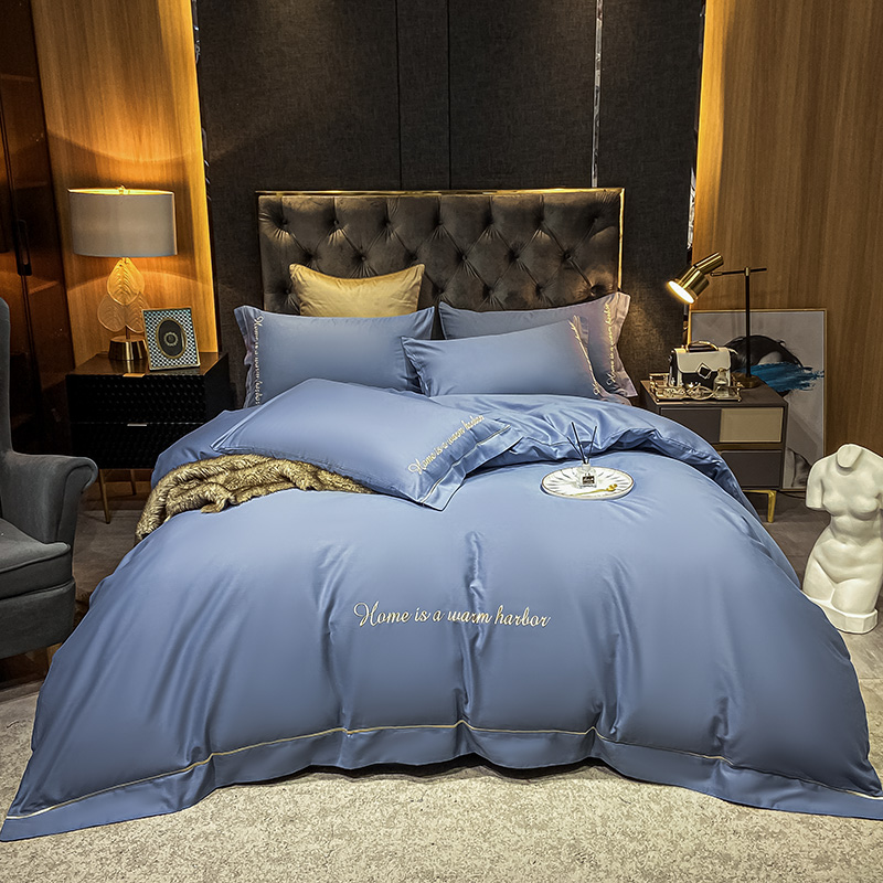 ManCrystal Home Textiles Official Flagship Store Gon Satin Long Suede Cotton Full Cotton Four Sets Light Lavish Pure Cotton Bed Supplies