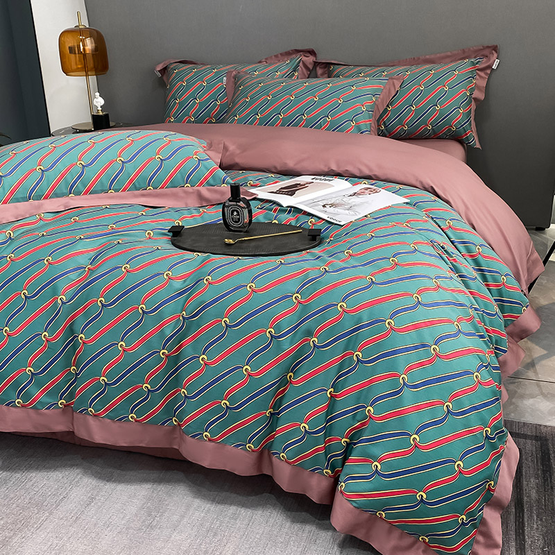 Crystal home textile cotton long - dust cotton light luxury four pieces of pure cotton set with bed 1 8m bed