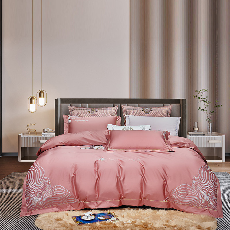 Crystal Home Textile official website flagship store all cotton embroidery 100 4 pieces of light luxury cotton naked