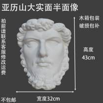 Alexanders face is plastered.