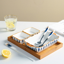Day Style Ceramic Dish suit Home Breakfast oat Noodle Bowl Soup Bowl One food bowls Chopsticks Delicate Cutlery Package