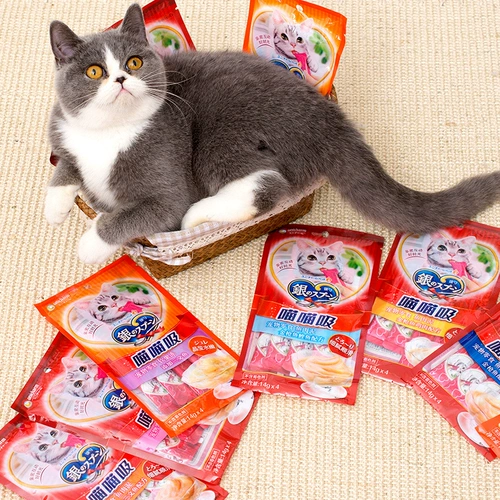 Jialezi Импортированная серебряная ложка Мяу -кошачья кошка кошачья орехи, чтобы стать котятами влажными закусками кошки 24 упаковки и 4 упаковки