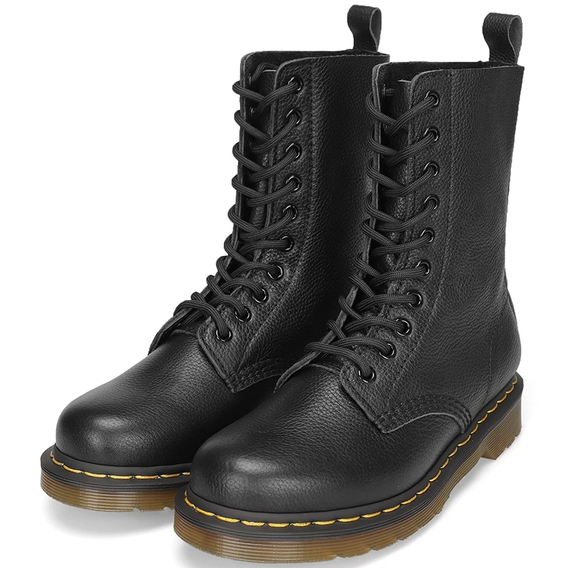 Домашние 10-дырочные Martin boots мужские ботинки высокие мужские и женские ботинки верхний слой с рисунком личи, однотонные автомобильные ботинки