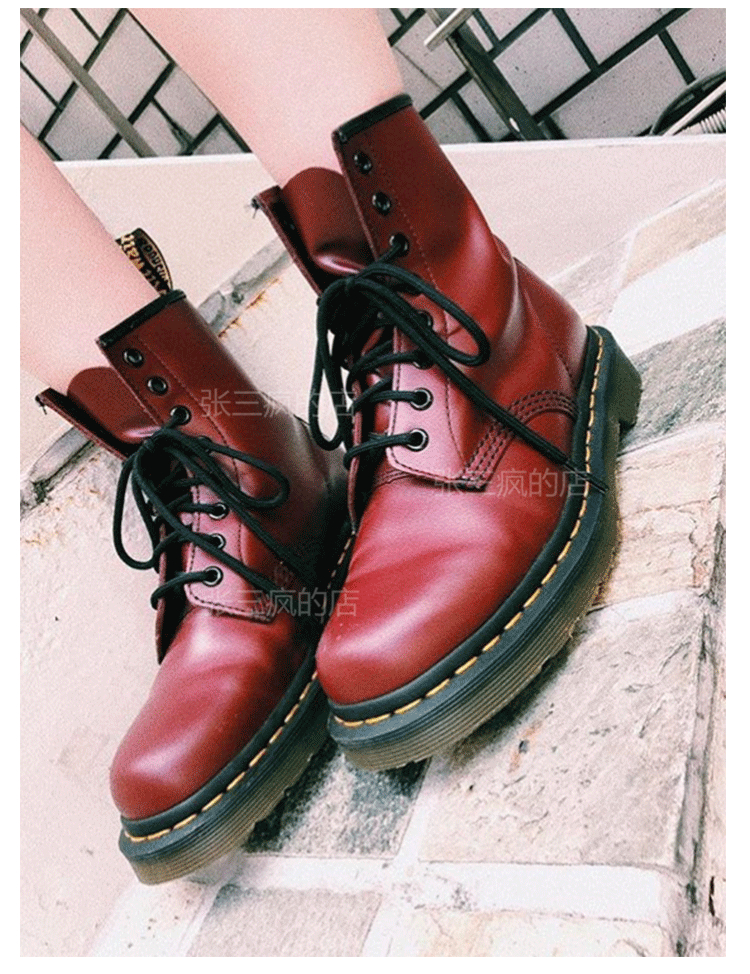 [Zhang San crazy shop] 1460 giúp đỡ cao cherry red Martin khởi động nam giới với Anh ngắn khởi động phụ nữ retro giày boots