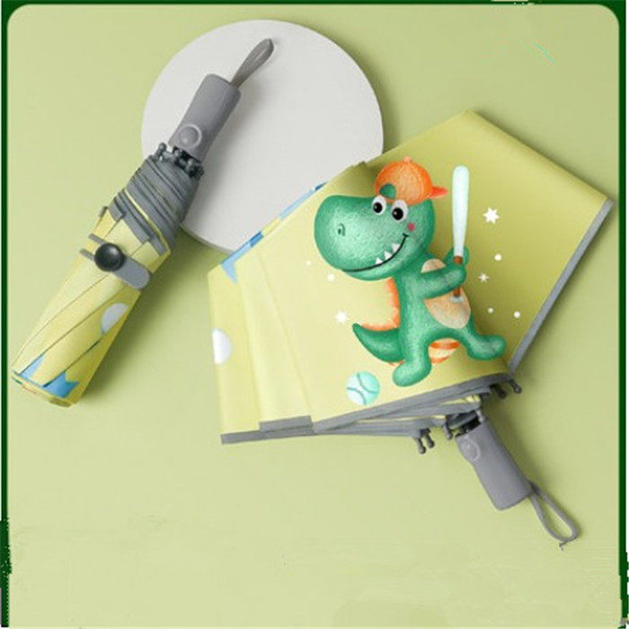 Japanese children's black rubber female fully automatic female male students Dual-use light school sun folding and clear umbrellas