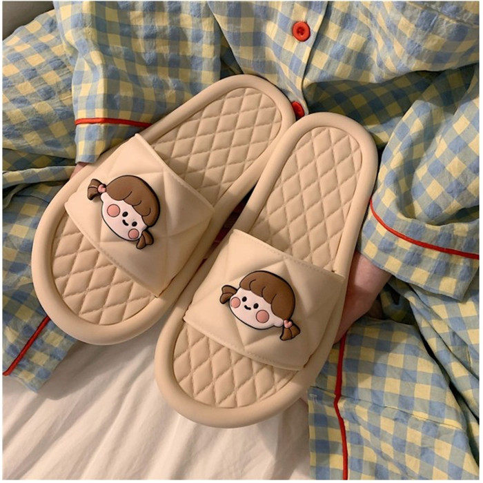 Japanese GP couple open toe cartoon female summer student ins non-slip soft bottom Bath indoor beach sandals shoes