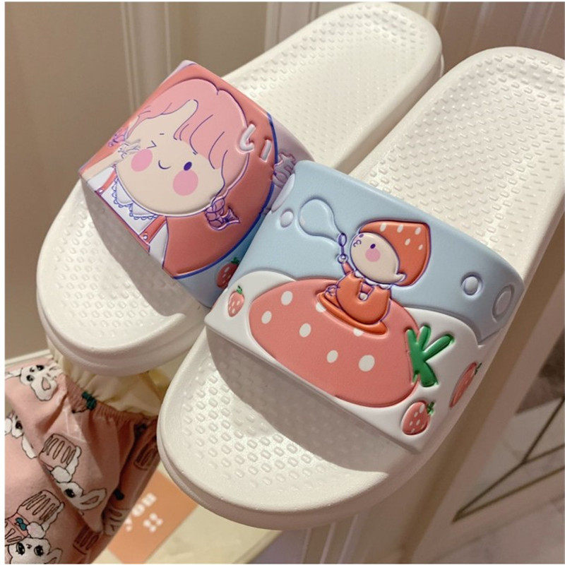 Japanese GP female summer cute cartoon girl ins wears soft thick bottom non-slip smelly beach sandals and slippers indoors and outdoors