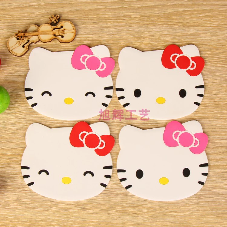 Cửa hàng bách hóa Hello Kitty quà tặng sáng tạo châu Âu và Mỹ hoạt hình bàn ăn đế lót ly silicon chống trượt tính năng mô hình vụ nổ - Thiết bị sân khấu