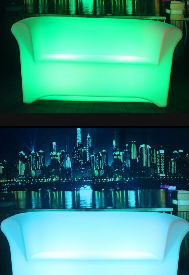 Quảng cáo đèn LED đơn sofa đơn giản thanh phân ngoài trời chân cao bàn lưng ghế kết hợp đồ nội thất ánh sáng - Nội thất khách sạn giường ngủ đơn