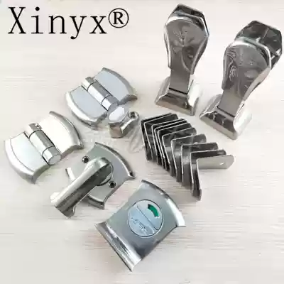 Public powder room partition accessories rice high brushed color complete set with handle indicator lock spring hinge support foot