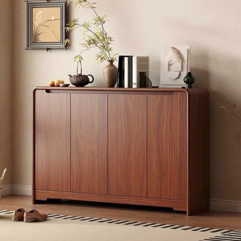 Medieval-Style Solid Wood Shoe Cabinet for Home Use, Wall-Mounted Integrated Entrance Storage Cabinet, Large-Capacity Entryway Storage Partition Cabinet