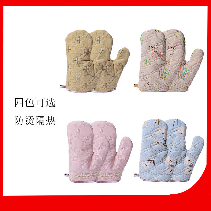 Thickened microwave oven oven insulation gloves household non-slip kitchen resistant to 200 high temperature anti-scalding baking tools