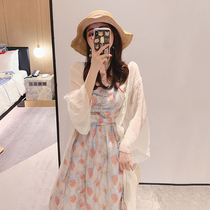 Special cabinet 2022 summer new style gentle wind display slim temperament sweatshirt sling one-piece dress Skirt Shatters Long Skirt Suit Woman