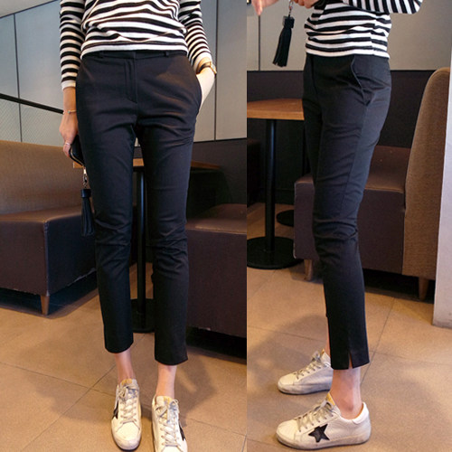 Europe station 2022 spring summer new black casual minimalist slim suit women's pants 90% pants Harun pants