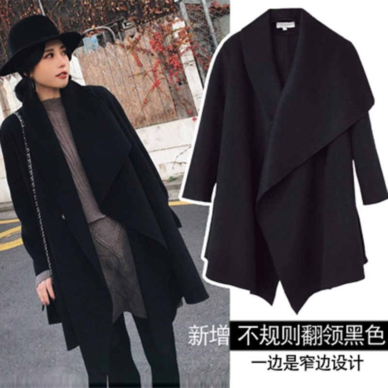 Hong Kong counter Autumn and winter Hepburn wind wool coat Medium and long version of the coat double-sided cashmere bat coat