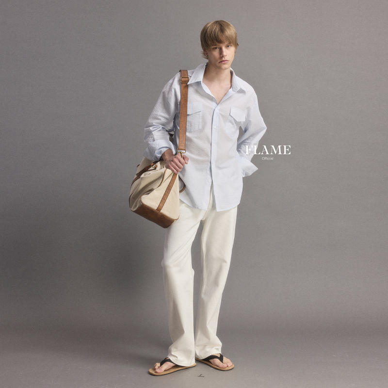 Flame Official Seersucker Casual Long-Sleeved Sun Protection Shirt Flame Official Seersucker Casual Long-Sleeved Sun Protection Shirt